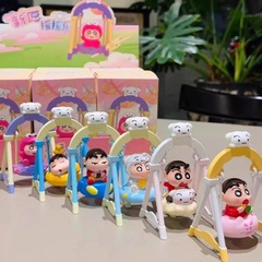 蜡笔小新荡秋千盲盒潮玩公仔手办系列桌面摆件玩偶女礼物治愈解压