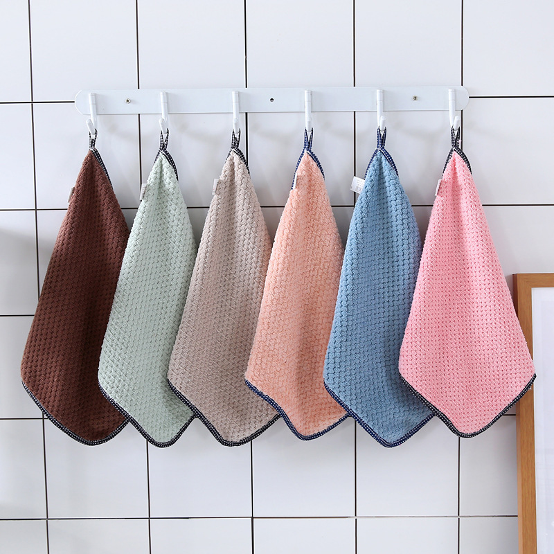 Kitchen cloth, dishwashing cloth, scrubbing pad, hanger-style bowl brush cloth, bowl wiping cloth, pineapple pattern square towel, non-fuzzing, water-absorbent