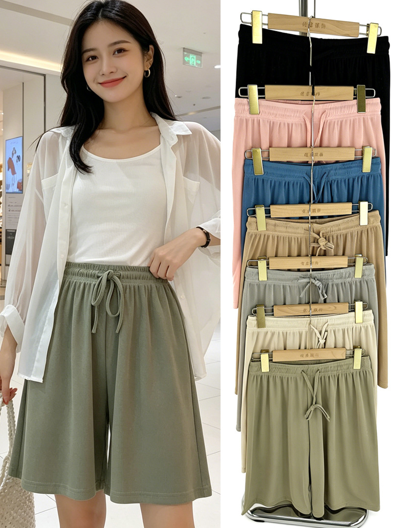 Pantalones Cortos de Seda de Hielo de Talla Grande para Mujer de Cintura Alta y Corte Recto para Verano image 3