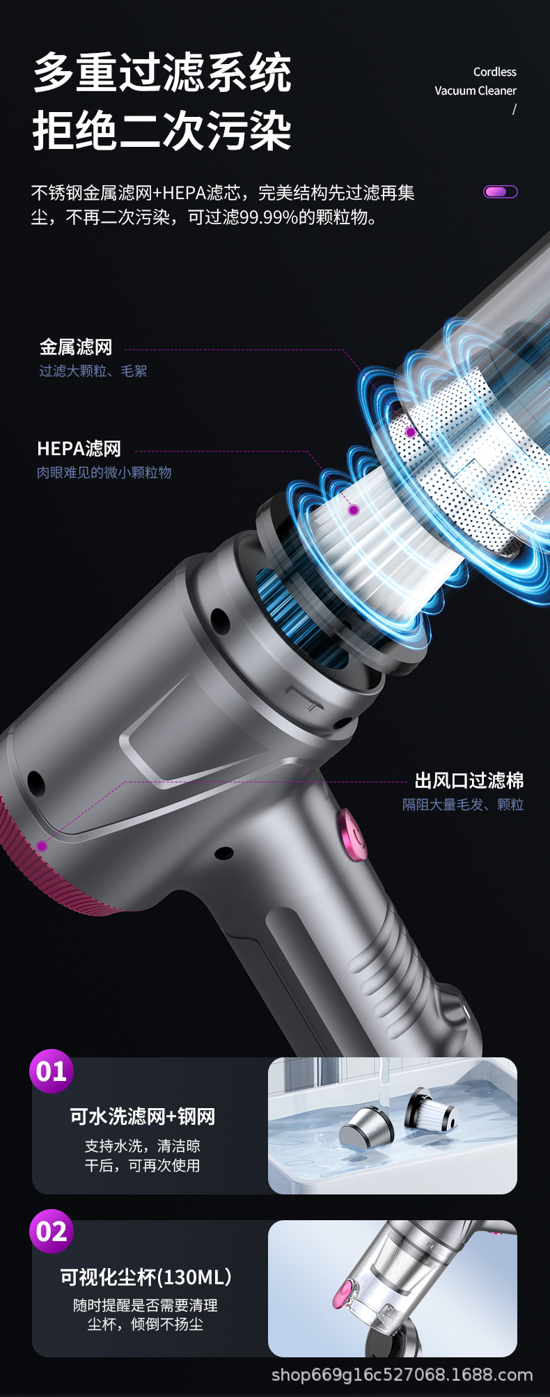Wireless Car Household Brushless Vacuum Cleaner Blow Suction Four-in-One Handheld Dust Blow Suction Mini Charging Vacuum Cleaner