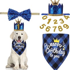 Amazon Pet Birthday Waterproof Towel Dog Scarf Triangular Bandana Tie Crown Hat Birthday Party Venue Decoration