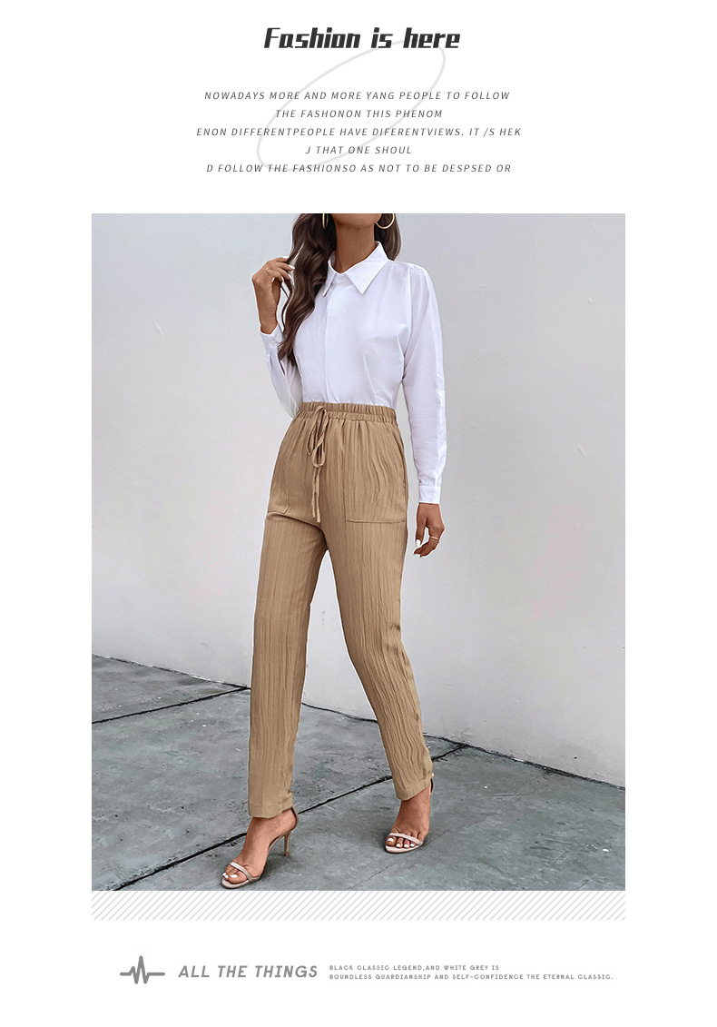 nye højtaljede bukser fritidsbukser casual kvinders plisserede damebukser_voghion.com