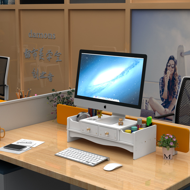 Monitor de la computadora estante elevado Pantalla de escritorio estante elevado Escritorio de oficina estante levantado organizador de almacenamiento