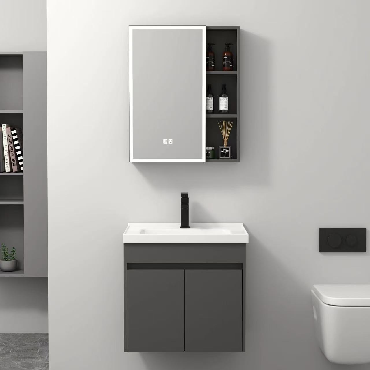 Honeycomb aluminum alloy modern and simple bathroom cabinet set, hand and face washing ceramic integrated basin cabinet, washbasin basin, small-sized apartment undefined