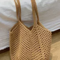 Lazy Tote, новая повседневная пляжная сумка на плечо, соломенная ручная работа, большая вместительная тканая полая сумка для отдыха