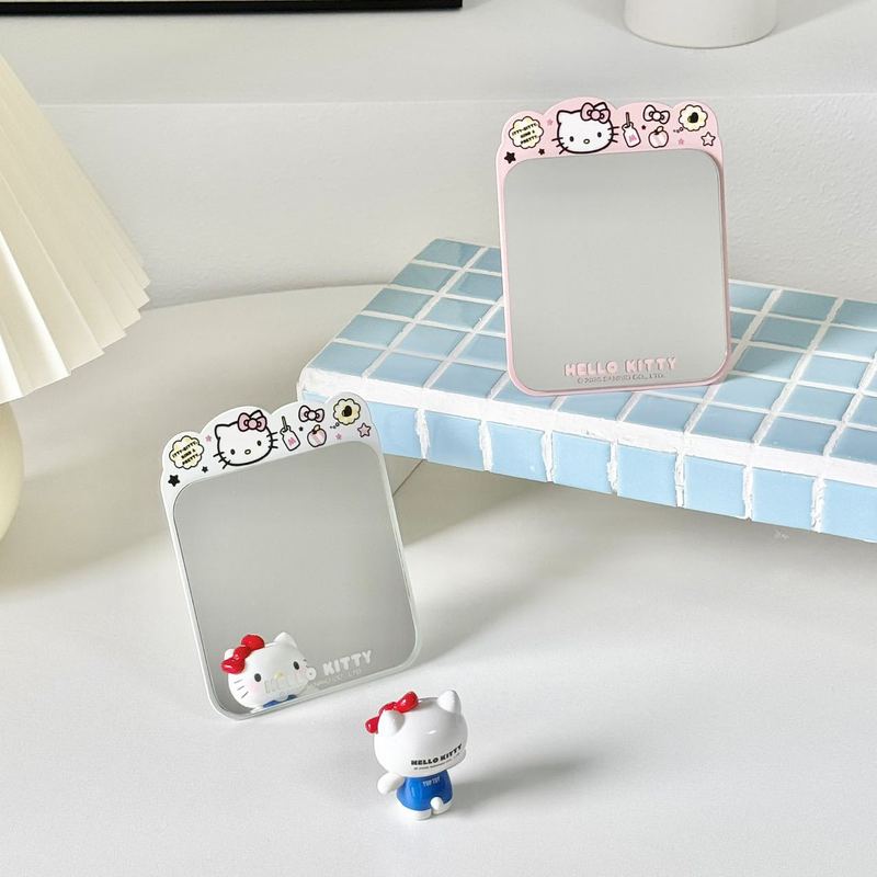 HelloKitty正版台式学生化妆镜可爱卡通台镜便携金属桌面镜子|undefined