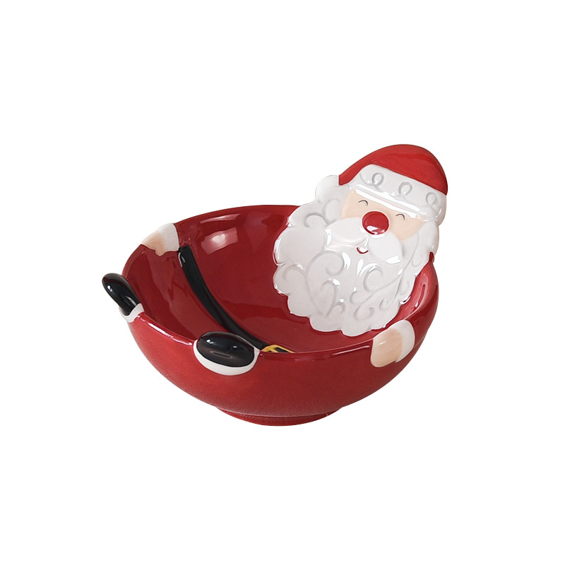 Cosura nórdica Santa Claus tazón de cerámica tazón de arroz creativo en relieve tazón de fideos tazón de sopa tazón de ensalada tazón de cubierta occidental