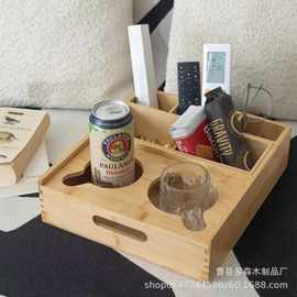 木质零食盒懒人追剧水果零食沙发托盘遥控器手机支架啤酒饮料盘
