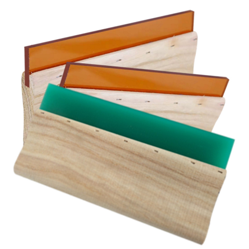 Short Wooden Handle Silk Screen Scraper 75 Degrees 35X7X240Mm Brown