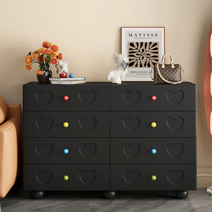 Cream Style Bucket Cabinet Dopamine Sofa Side Cabinet Black Simple Living Room Locker Room Snack Toy Storage Cabinet