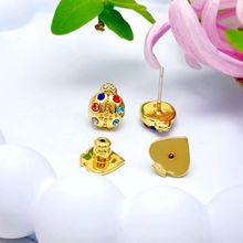 欧美潮牌饰品批发小巧立体瓢虫造型镶嵌彩色小钻耳钉一件代发混批