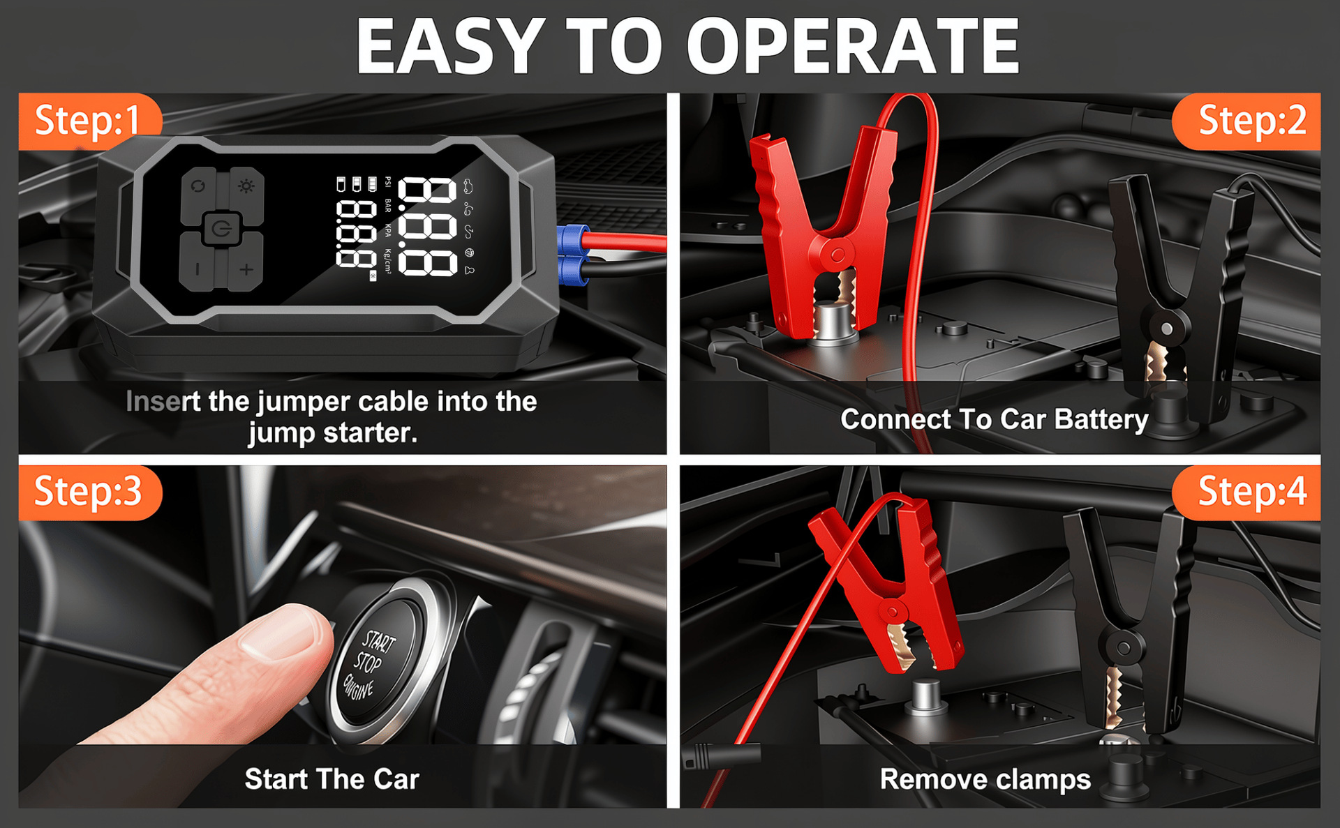 Cross-border emergency power supply and inflator all-in-one device, car-mounted wireless inflator, portable car jump starter and air pump