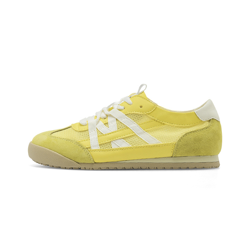Augustion Yellow Alemania Training Shoes Mujer 2025 Verano Nuevo estilo Malla plana Zapatillas deportivas de ocio Forrest Gump