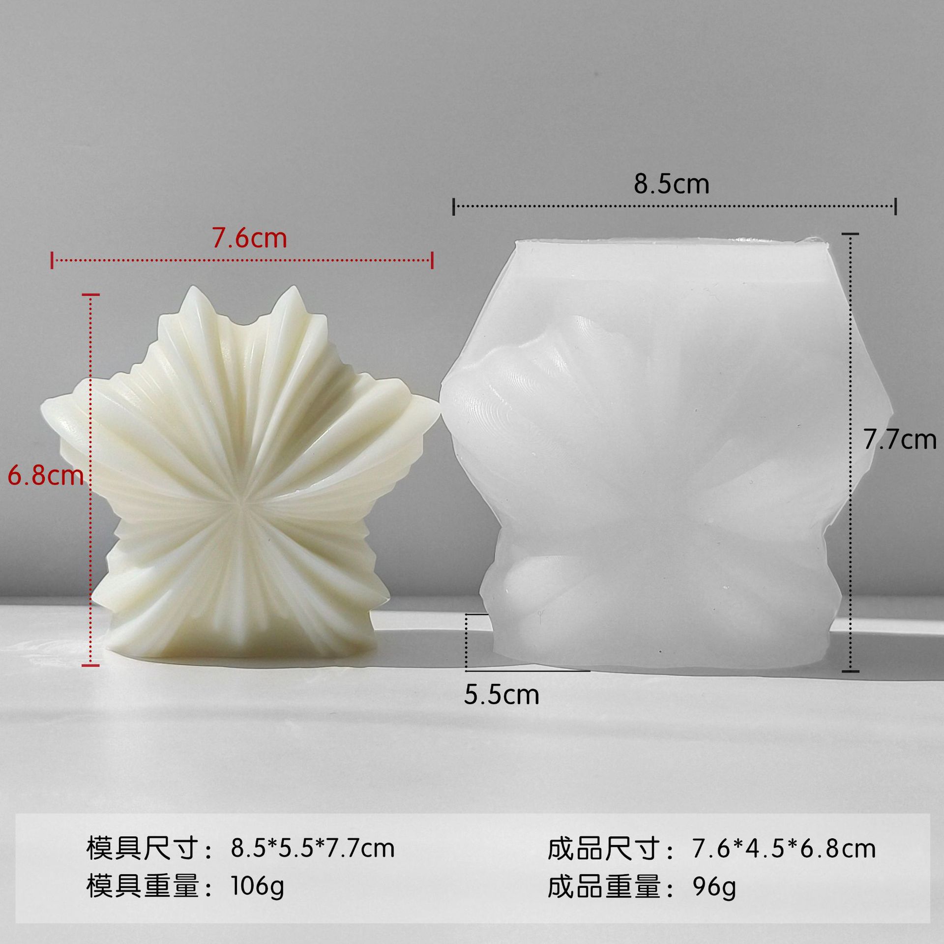 Jiahui-mei transfronterizo geometría rotatoria molde de cera de banano ondulado banda de vela magnética adornos abrasivos