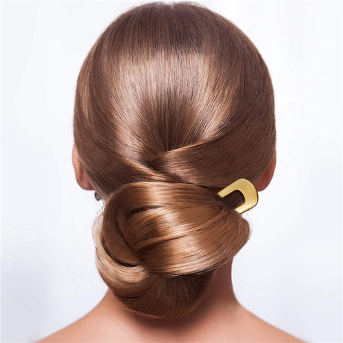 European and American U-shaped gold and silver hairpins, alloy-plated blond hairpins, fashionable and simple metal slightly heavy hairpins.
