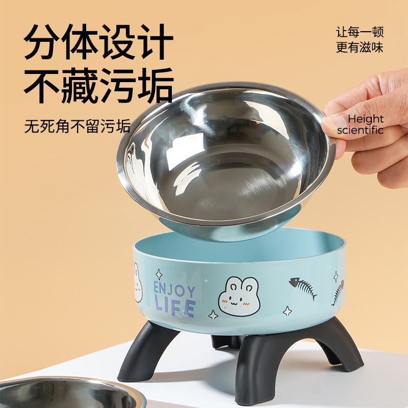 Nuevo gato cuello de cuello de protección de cuello de gatos, cuenco de acero inoxidable para mascotas, cuenco de perros antideslizante, cuenco de perros, suministros de cuenca para perros