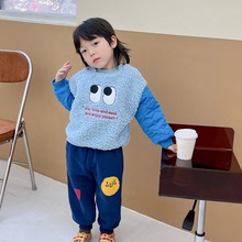 兒童毛毛衣冬季新款童裝韓版小童可愛刺綉加絨加厚衛衣寶寶保暖衣