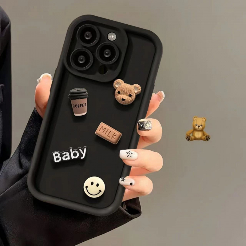 For Samsung A06 phone case a55 stereo coffee bear s23 all-inclusive s24ultra anti-drop s25 protective case