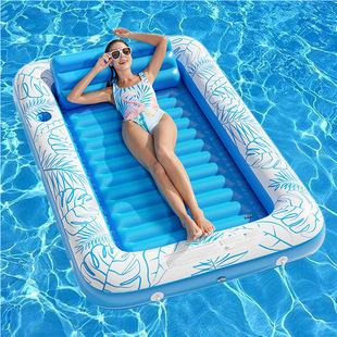 Trendy Inflatable Maple Leaf Floating Bed Swimming Ring Water Play Toy Mesh Backrest Lounge Chair Sunbathing Tub Float