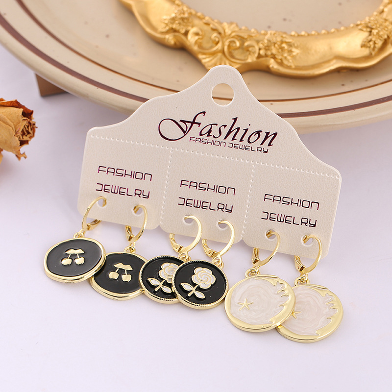 1 Set Fashion Flower Alloy Enamel Womenu0027S Dangling Earrings