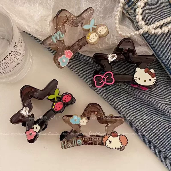 Cute Five-pointed Star Half Hair Grab Clip Women's 2025 New South Korea Cyber Celebrity Shark Clip All-match Hairpin Back of Head