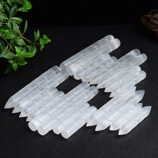 Natural Permeable Gypsum Stick Gypsum Column Pointed Head Two-side Round Two-side Pointed Head Crystal Original Stone Degaussing Stick Decorations Ornaments