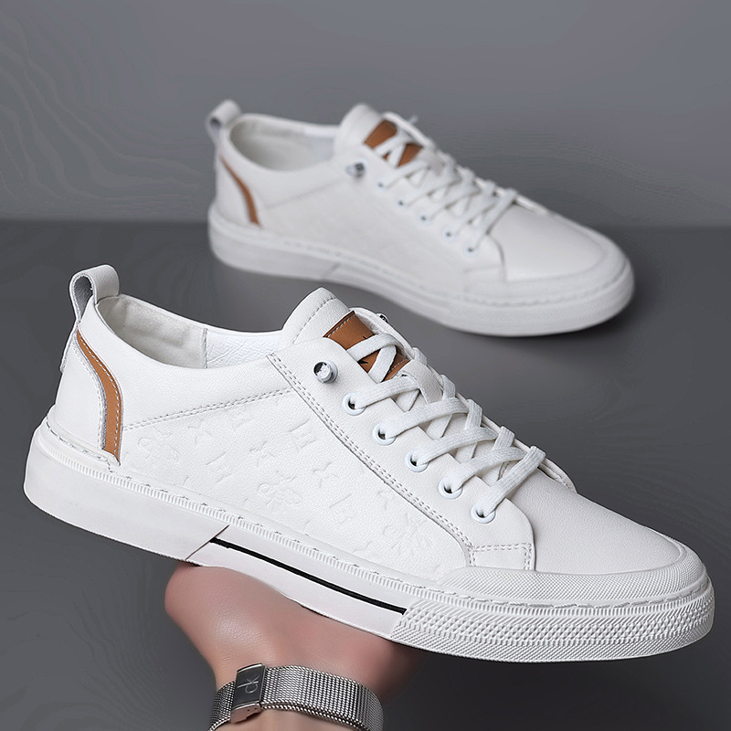 Zapatos de hombre populares zapatos blancos de cuero de Bajo Top transpirable zapatillas casuales 2023 primavera nuevos deportes romper zapatos individuales de los hombres