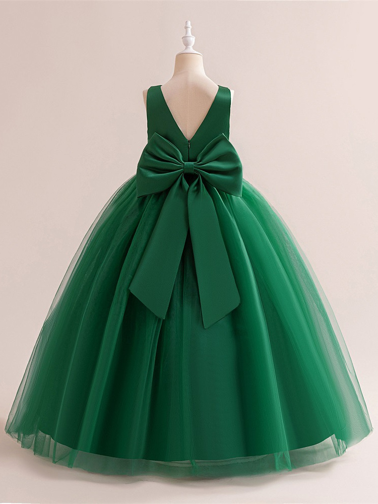 Vestidos de boda transfronterizos europeos y americanos para niñas, vestidos de malla sin mangas para cumpleaños y actuaciones, vestidos abullonados, venta al por mayor de una sola pieza.