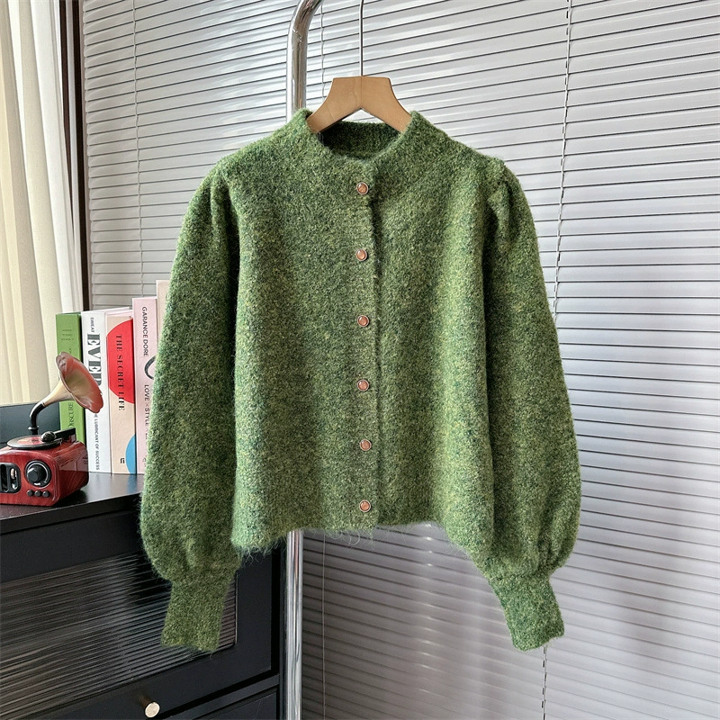 Элегантный уменьшающий возраст вязаный кардиган в Корейском стиле в ленивом стиле, мягкий клейкий Сладкий Свободный модный Повседневный свитер с круглым вырезом для женщин