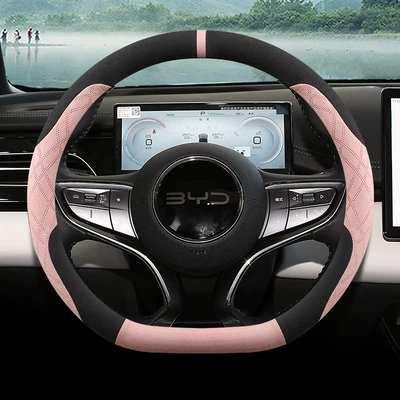Steering wheel cover Version Steering Wheel Cover - byd-seal-type-d-black-pink-ultra-thin-suede-style-default