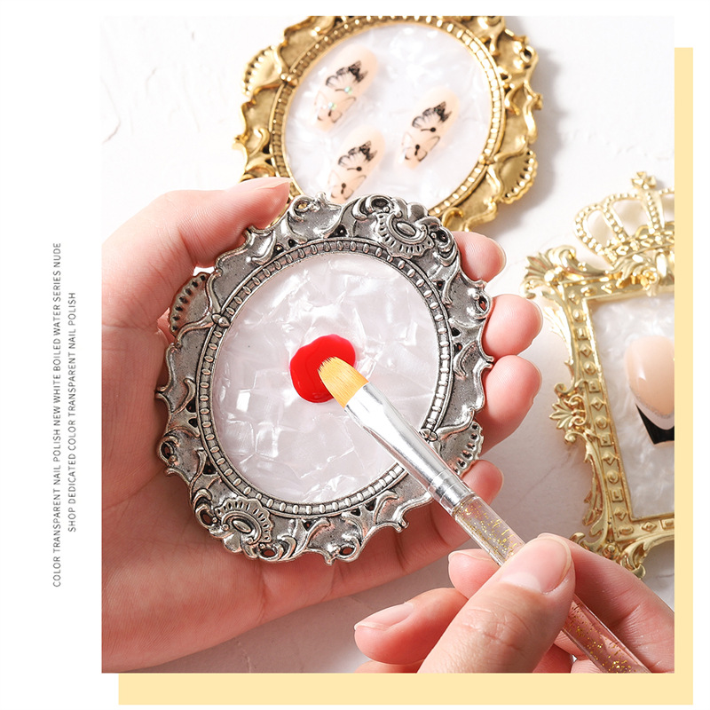 Nuevo retro manicura paleta imitación Shell corona marco de fotos esmalte de uñas pegamento paleta desgaste herramienta de visualización de uñas