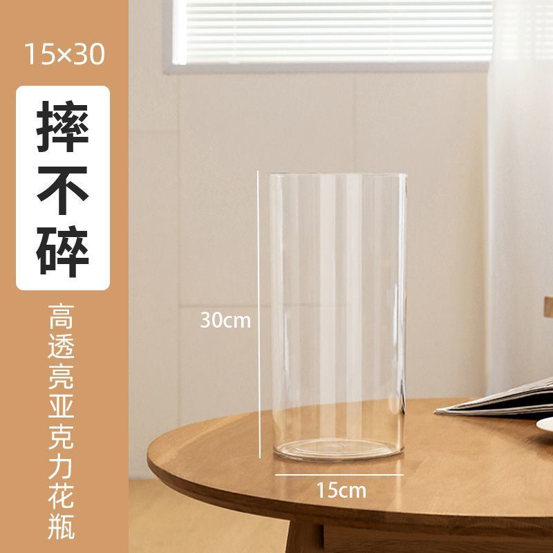 Vaso acrílico de alta transparencia a prueba de caídas abundante bambú de meseta hidropónico flores interiores decoración de mesa despierta barril de flores