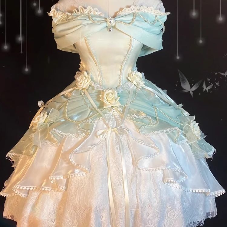 玫瑰礼遇洛丽塔晚礼服绿色短款学生日成人礼艺考主持派对名媛春|undefined