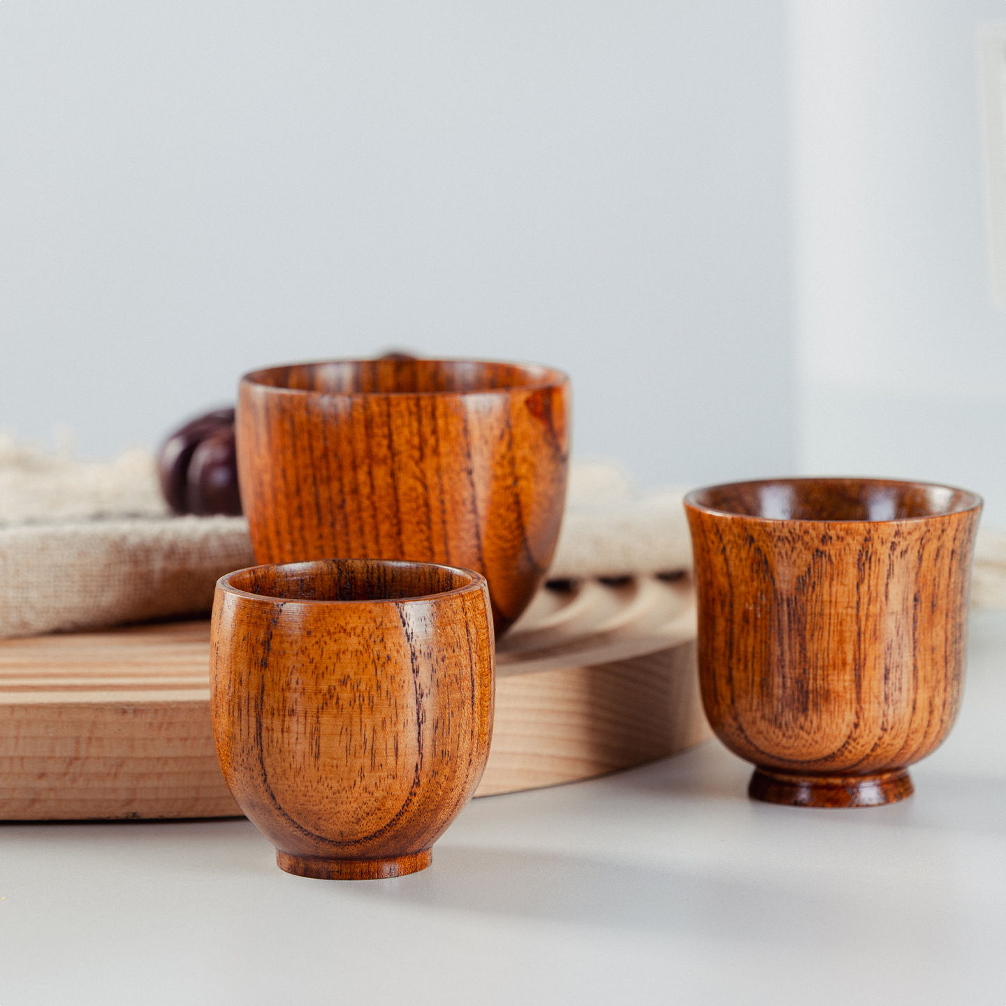Fuente de productos domésticos de madera de jujube ácido todo tipo de tazas de madera de sake tazas de agua de madera sólida tazas de té de barriga tazas de té de restaurante