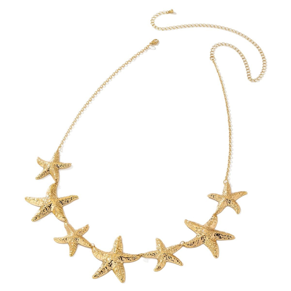 Moda europea y americana, retro transfronterizo, elegante serie oceánica, serie de metal, colgante de estrella de mar, cadena de cintura para mujer