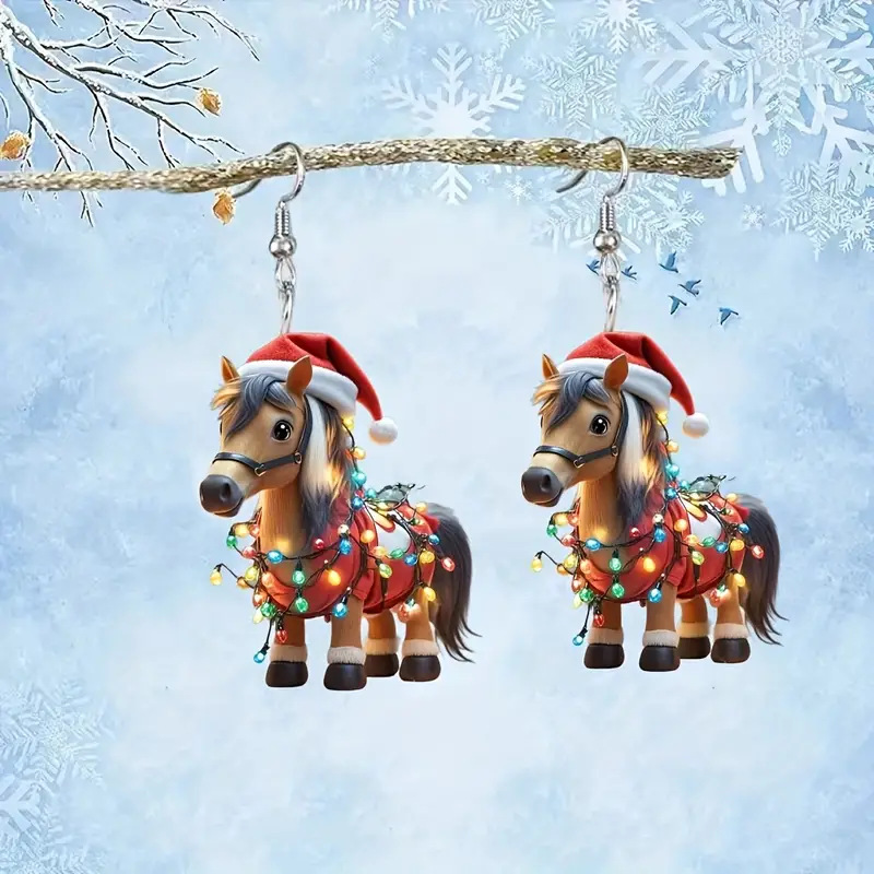 1 Pair Quantity Holiday, Christmas, Banquet, Festival Occasion 1 Pair Cute Retro Horse Acrylic Unisex Drop Earrings Earrings