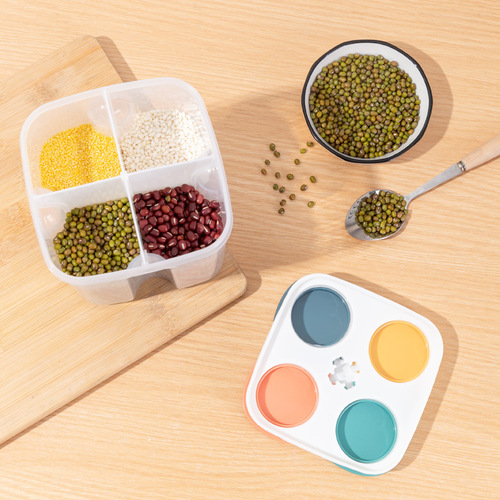 Divided flip-top grain can 1.5L grain kitchen storage box 2.3L transparent plastic sealed storage tank