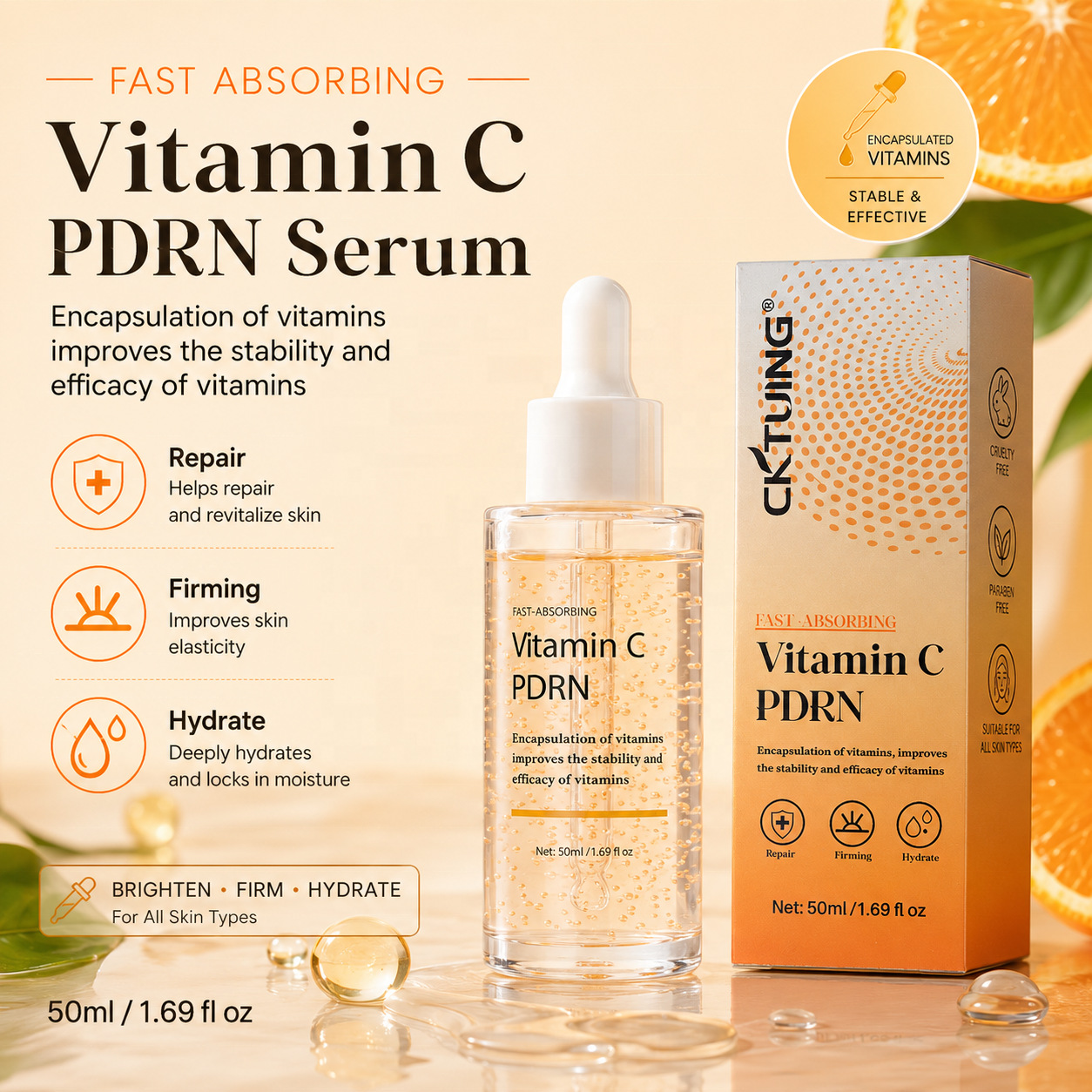 Cross-Border TK Bestand Amz neuer Trend PDRN klärend strahlend Vitamin-C-Serum Vitamin C Serum
