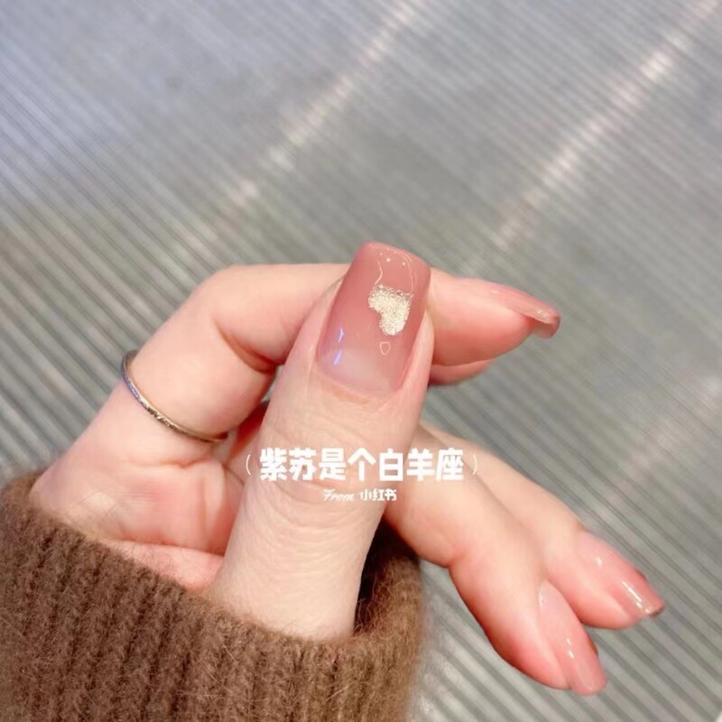 Handmade Nail Art Wear Hand-painted Champagne Gold Love Gentle Nude White Fake Nail Patch Little Red Book Same Style Handmade Nail Art Wear Hand-painted Champagne Gold Love Gentle Nude White Fake Nail Patch Little Red Book Same Style
