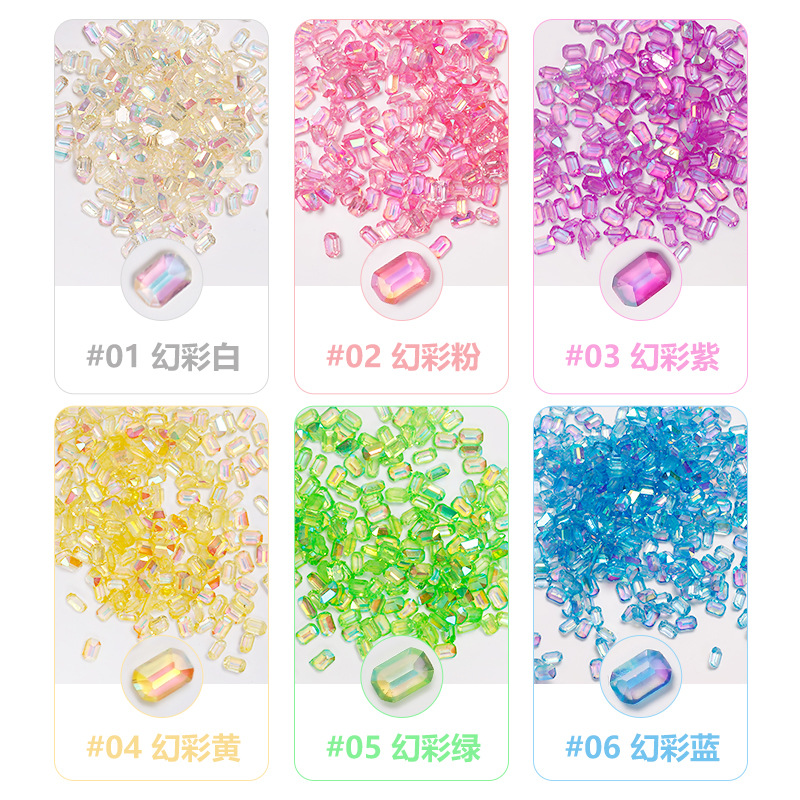 Uña aurora de color fantasma cubos de hielo pequeños taladros cuadrados nuevos colores de azúcar de hielo de forma especial taladro accesorios de joyería de uñas 100