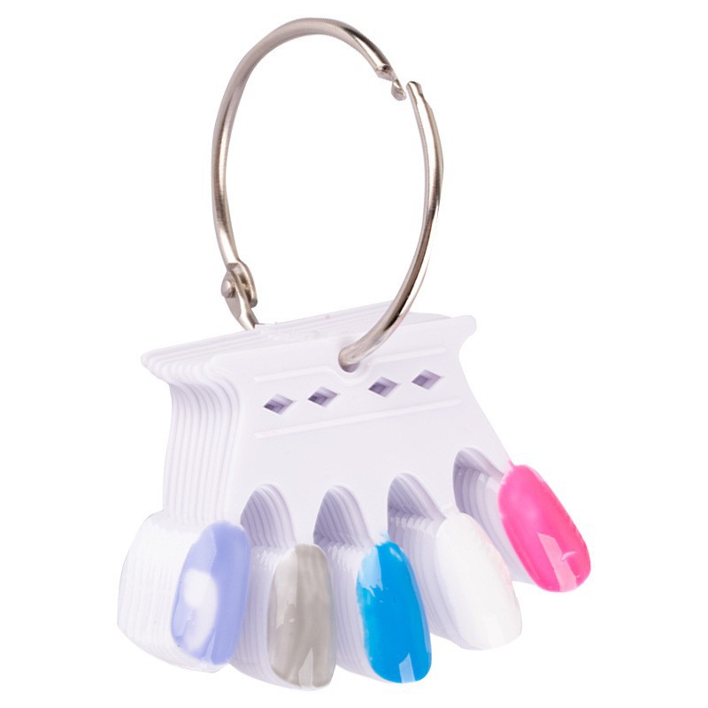 Herramientas de uñas transfronterizas 50 piezas de esmalte de uñas muestra de pegamento de esmalte de uñas, tarjeta de color trapezoidal puntiaguda de cabeza plana, pieza de práctica de uñas