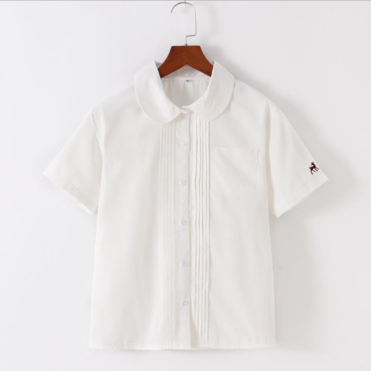 Graduation season campus college style JK uniform square collar organ pleated forest fawn student embroidery short sleeve shirt female jk