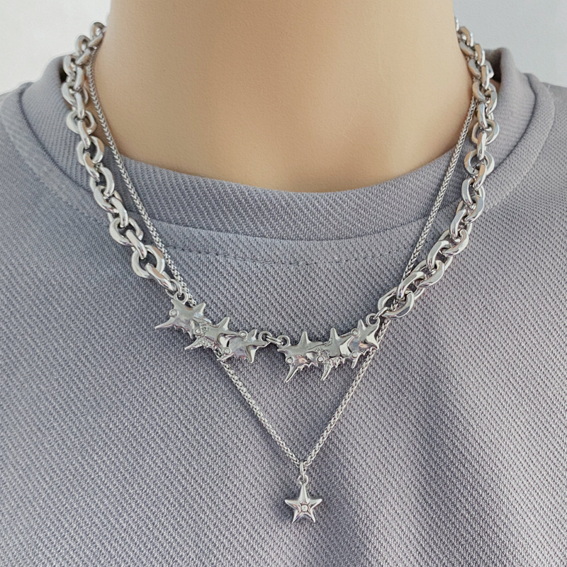 Titanium Steel Double Layer Necklace For Men Trendy Versatile Style_voghion.com