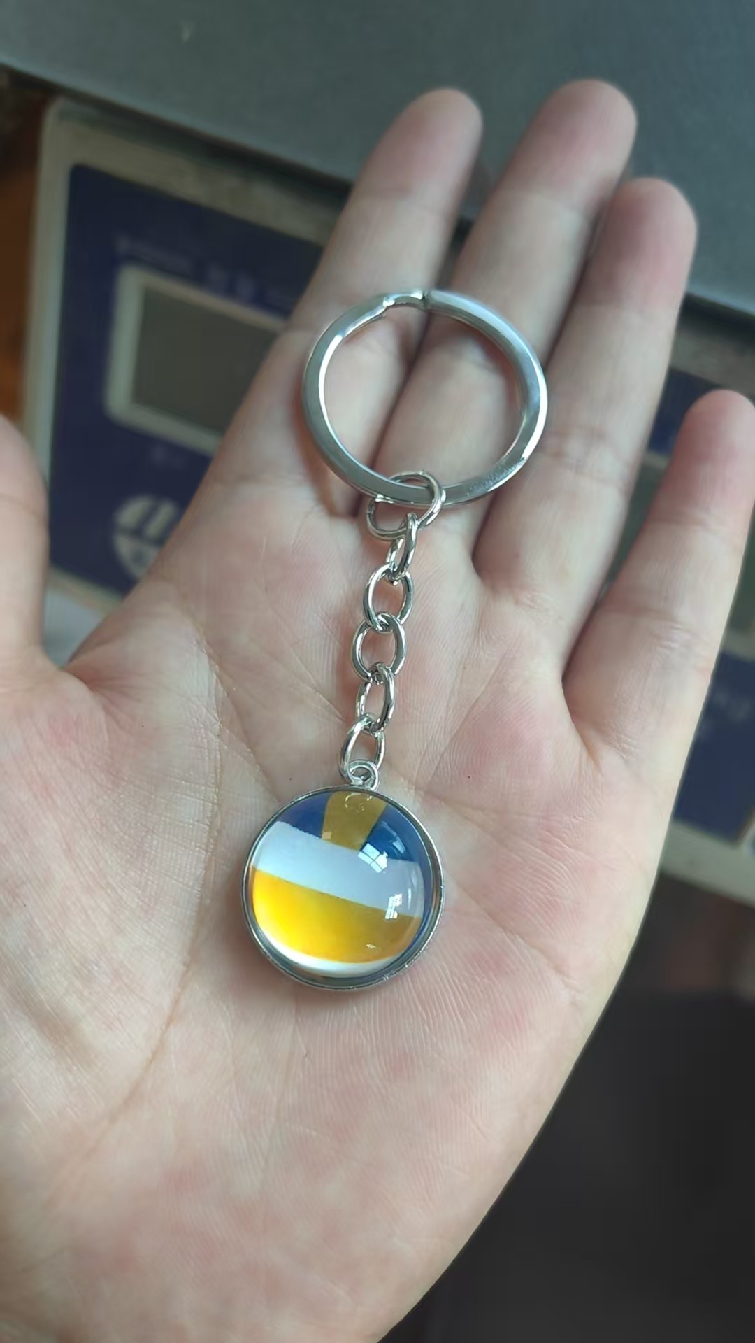 月のキーホルダー太陽系金属ペンダント銀河星雲地球火星土星両面ガラス玉キーホルダー