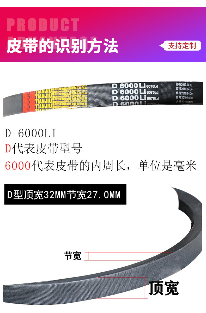 Belt D-Type Triangle Belt Industrial Belt Conveyor Belt Collection Industrial Rubber Transmission Belt