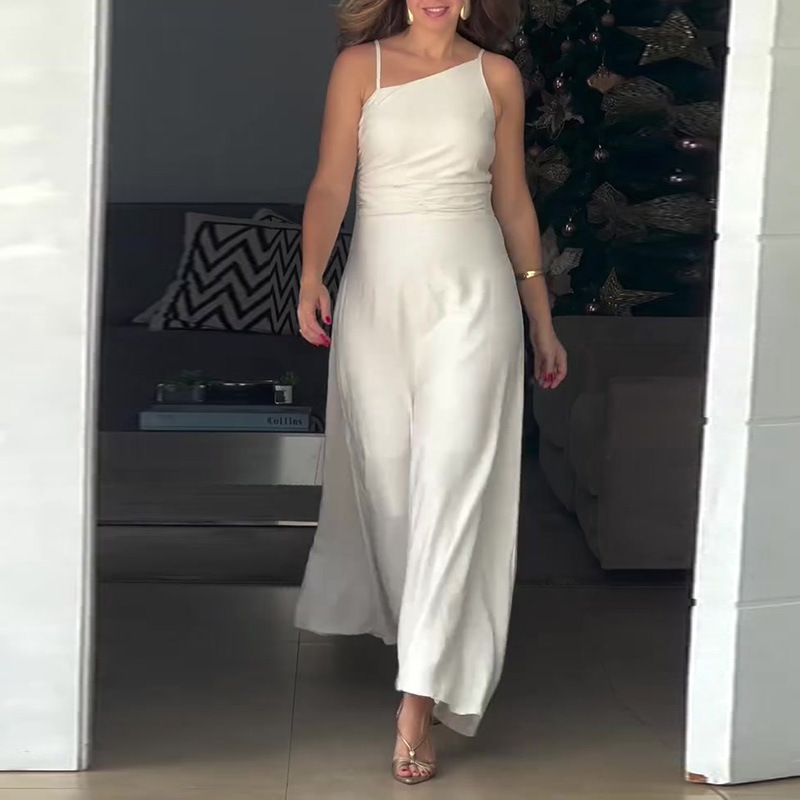summer solid elegant sexy slip dress for leisure sleevless