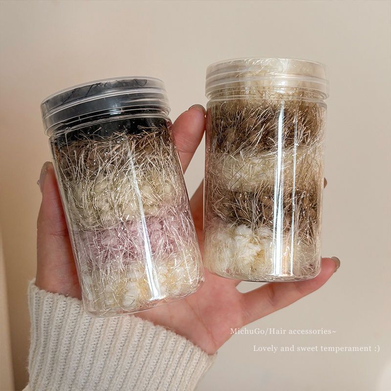 Otoño y invierno de color peluche suave engrosado anillo de cabello para mujeres 2024 nuevo estilo simple de tejido de peluche correa de goma