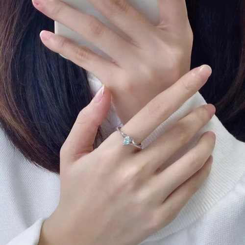 Cute Sanrio Jade Dog Ocean Heart Ring Female niche design big-eared dog ring birthday gift