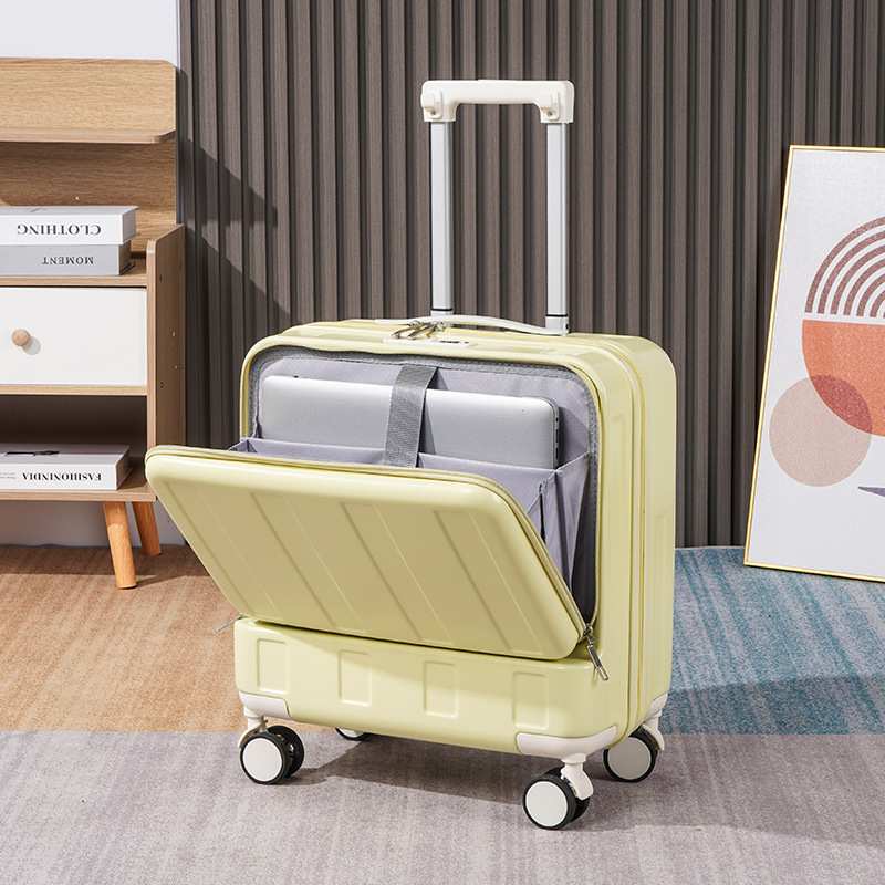 18-inch multi-function luggage rechargeable trolley case front opening luggage case boarding machine password box wholesale