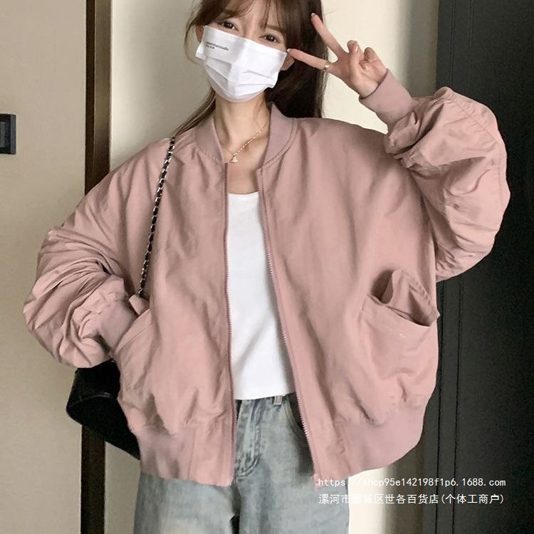 时尚休闲短款外套女春秋季新款小个子宽松百搭棒球服夹克上衣潮